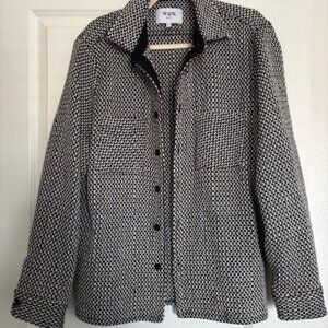 Wax London Woven Black and Ecru Overshirt